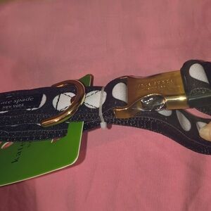 Kate Spade Dog Collar M/L Black & White Polka Dots with Gold Clasp. Bougie Pup.
